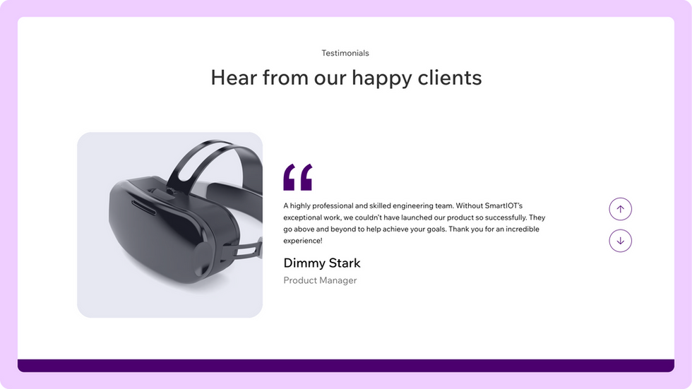 IoT Solutions Template, wix studio template, Testimonials page
