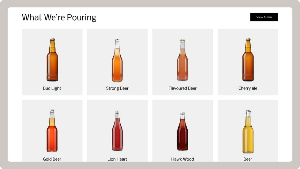 Beer Store Template, wix studio template, Menu page