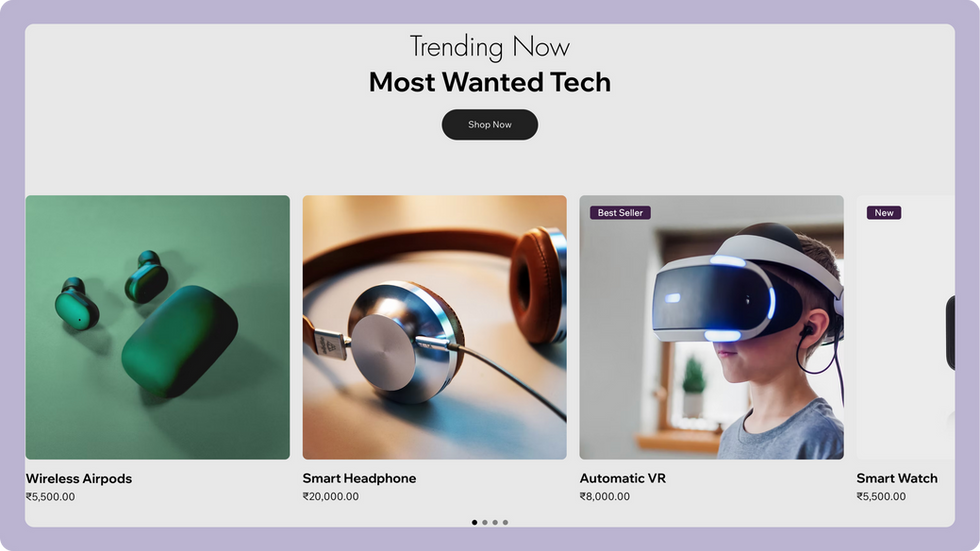 Smart Wearables Store Template, wix studio template, Products page