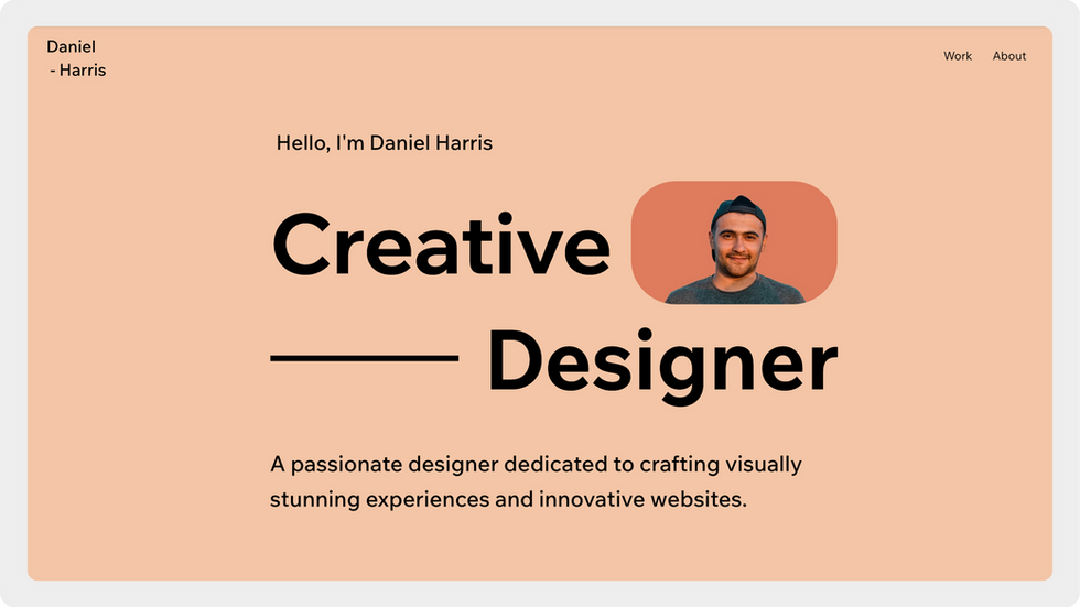 Creative Designer Portfolio Template, wix studio template, Home page