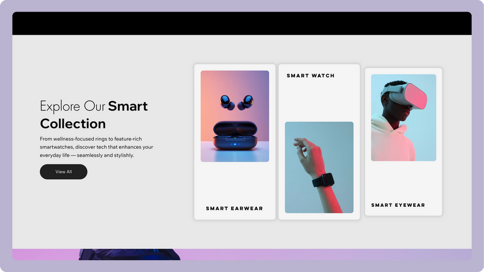 Smart Wearables Store Template, wix studio template, Collections page