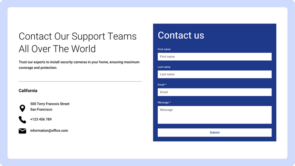 Security Services Template, wix studio template, Contact page