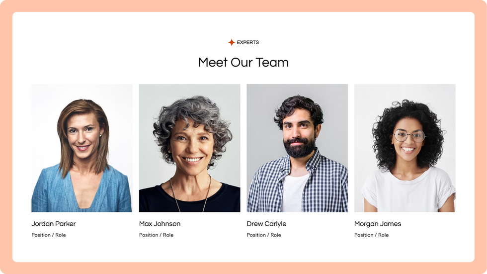 Beauty Products Template, wix studio template, Meet our Team pag