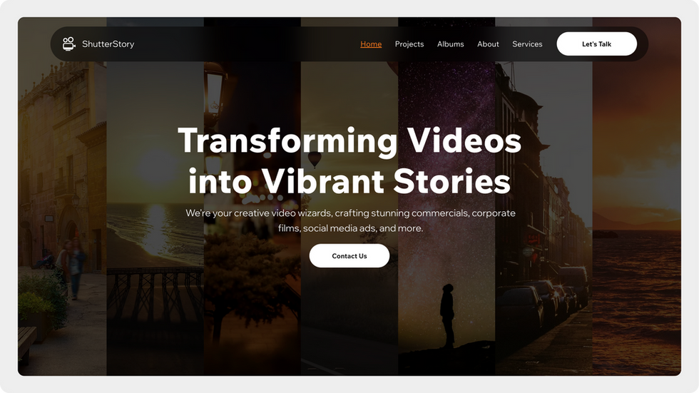 Photography Agency Template, wix studio template, Home page