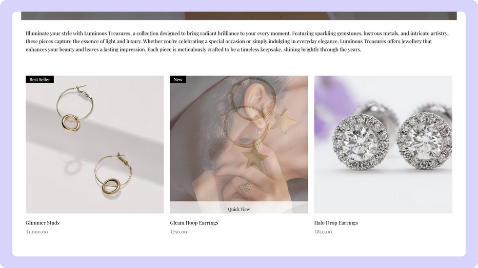 Jwellery Store Template, wix studio template, Featured Products page