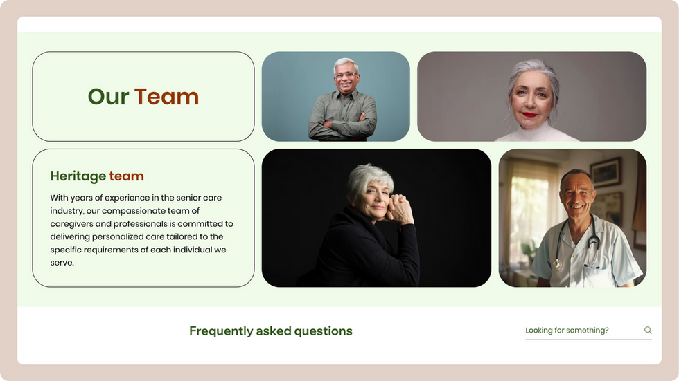 Senior Care Home Template, wix studio template, Meet our Team page