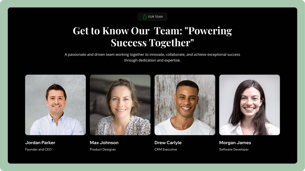 SaaS Platform Template, wix studio template, Meet our Team page