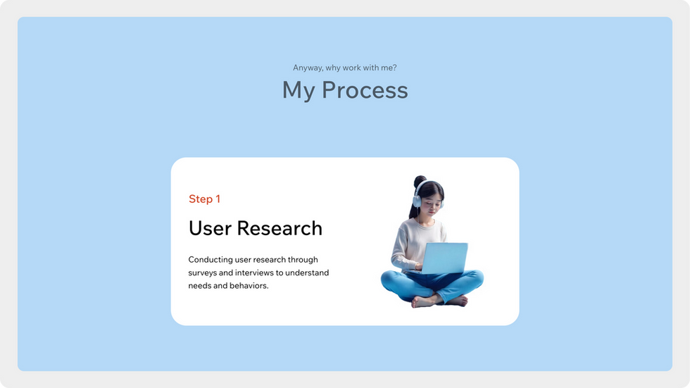 Creative Designer Portfolio Template, wix studio template, Process page