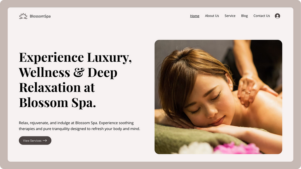 Spa Template, wix studio template, Home page