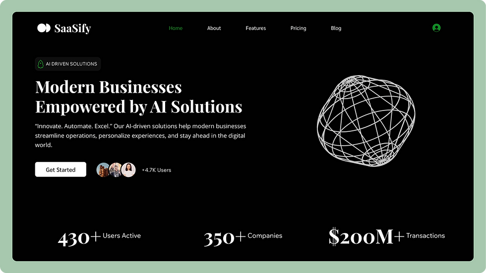 SaaS Platform Template, wix studio template, Home page