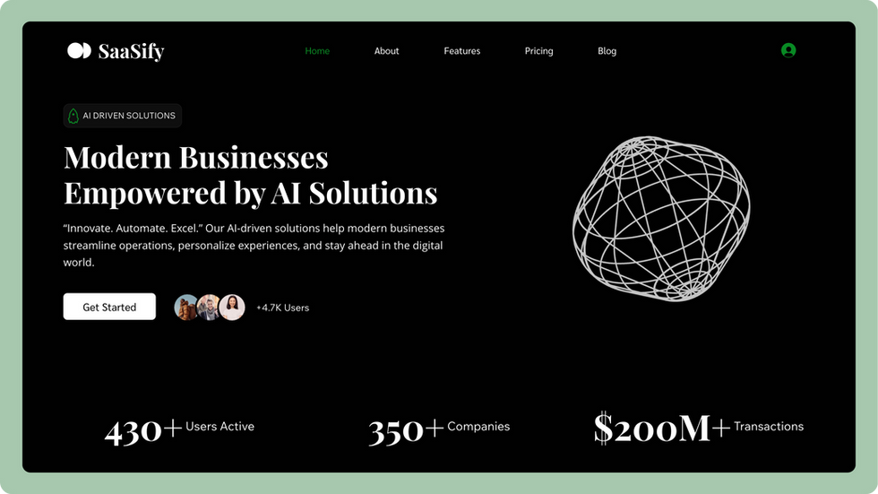 SaaS Platform Template, wix studio template, Home page