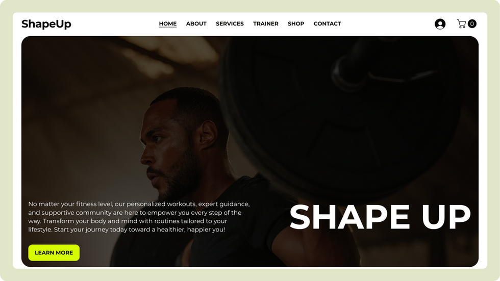 Gym Template, wix studio template, Home page
