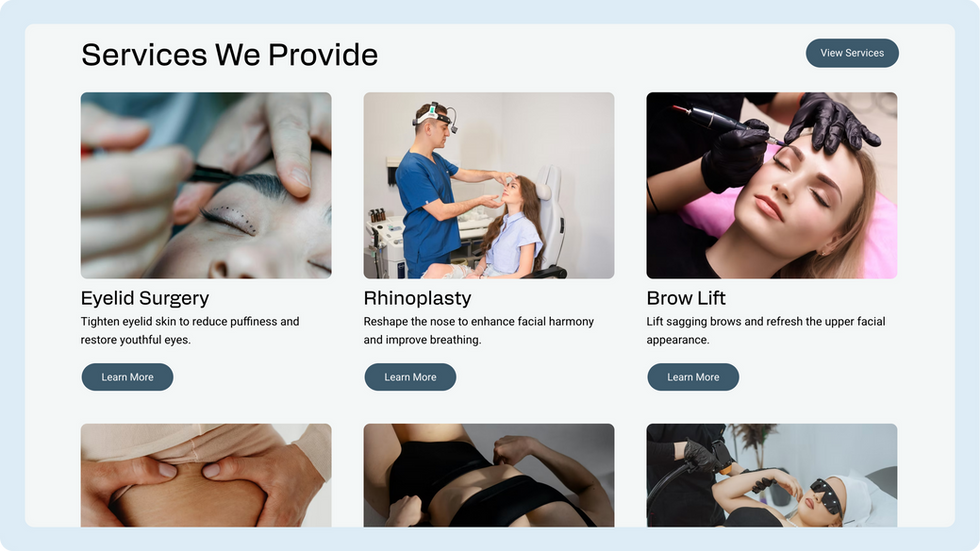 Cosmetic Clinic Template, wix studio template, Services page