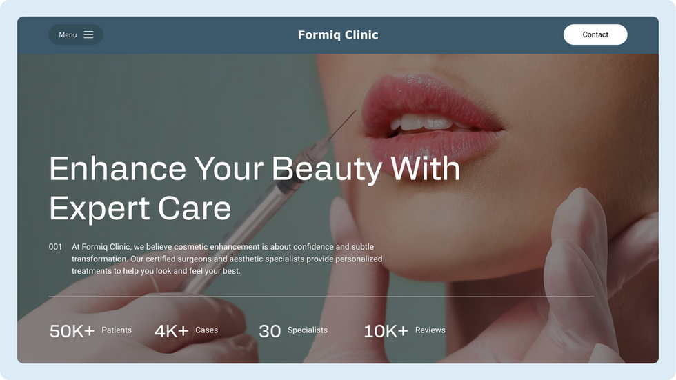 Cosmetic Clinic Template, wix studio template, Home page