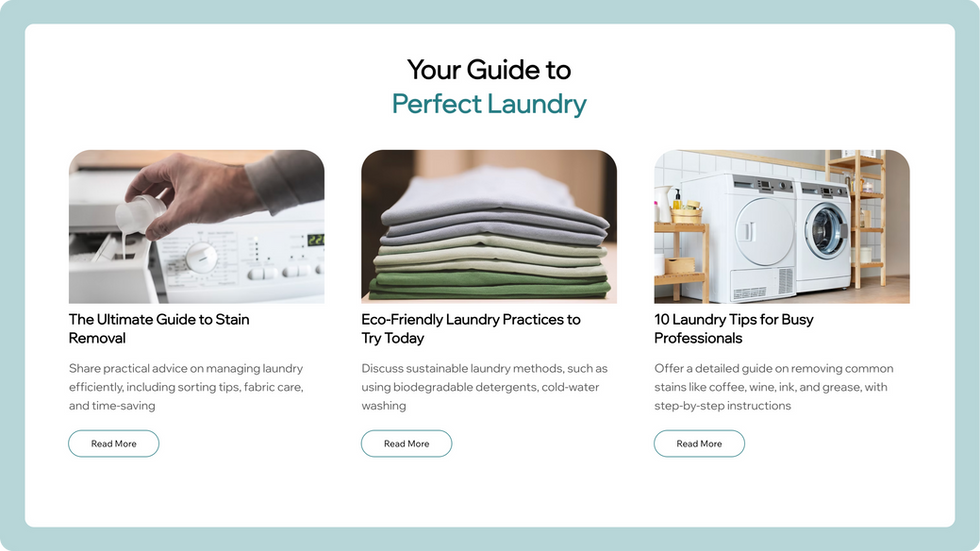 Laundry Services Template, wix studio template, Blog page