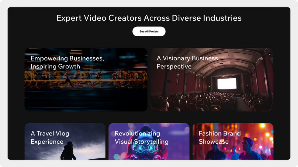 Photography Agency Template, wix studio template, Projects page