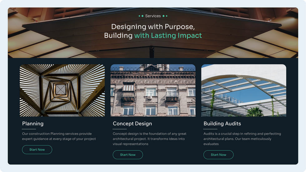 Architecture Firm Template, wix studio template, Services page