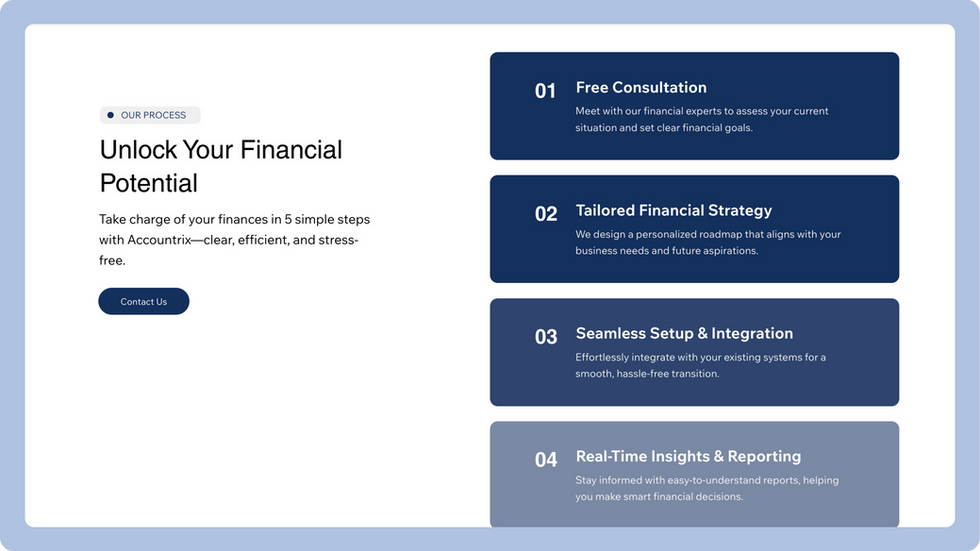 Accounting Services Template, wix studio template, Process page
