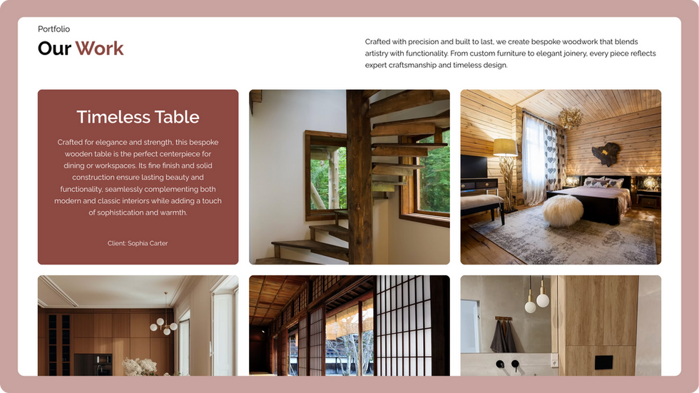 Furniture Design Portfolio Template, wix studio template, Portfolio page