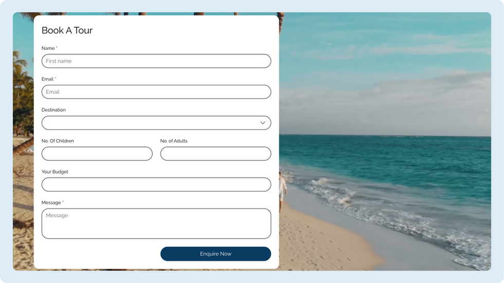 Tour Agency Template, wix studio template, Contact page
