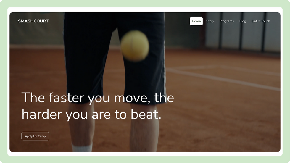 Tennis Academy Template, wix studio template, Home page
