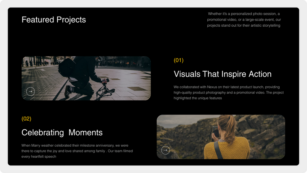 Photography Studio Template, wix studio template, Projects page