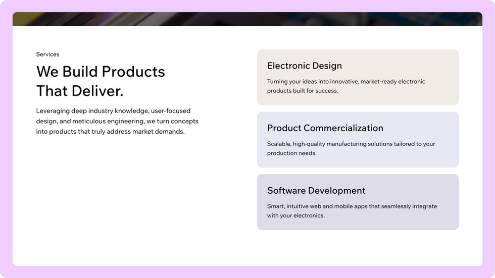 IoT Solutions Template, wix studio template, Services page