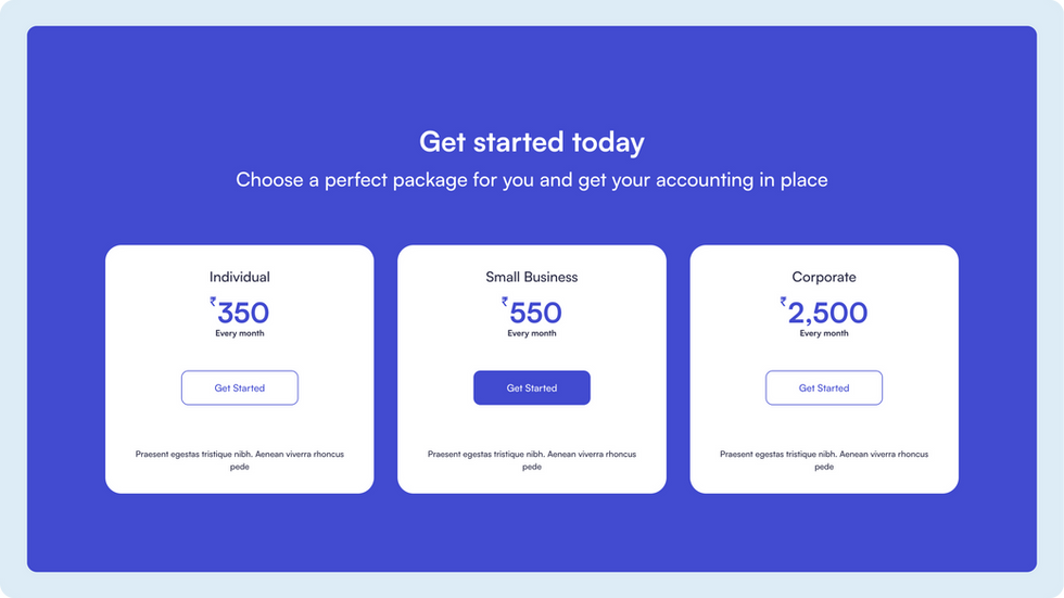 Financial Advisory Template, wix studio template, Pricing Plans page