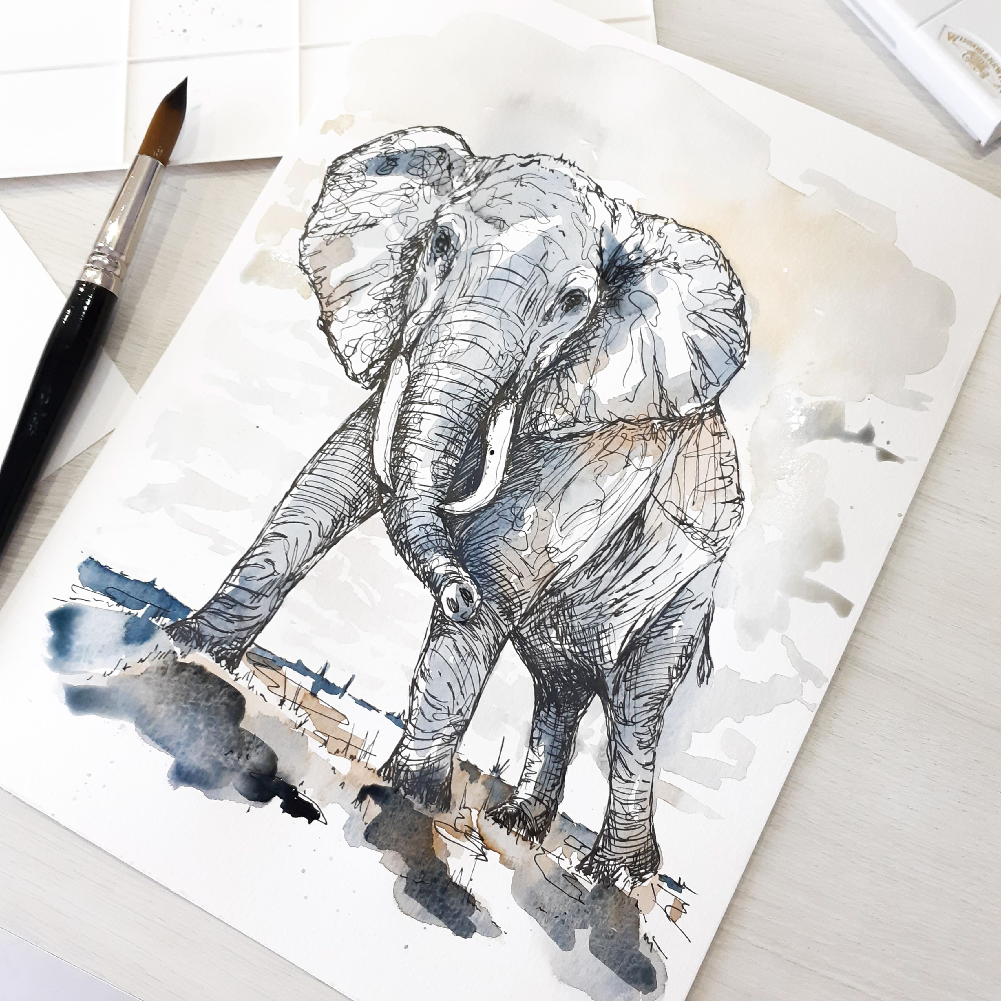 ELEFANTE - AQUARELA ORIGINAL