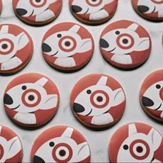 custom sugar cookies with the Target Bullseye pup on front