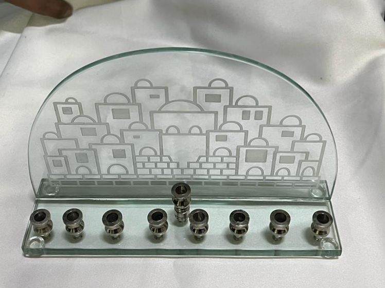 Thumbnail: glass menorah