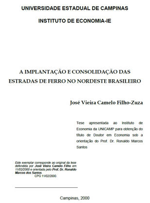 A implantação e consolidação das estradas de ferro no nordeste brasileiro - Zuza Camelo