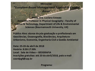 Minicurso sobre ECOSYSTEM-BASED MANAGEMENT APPLIED TO COASTAL AREAS na USP