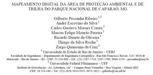 Mapeamento digital da Área de Proteção Ambiental e de trilha do Parque Nacional de Caparaó/MG
