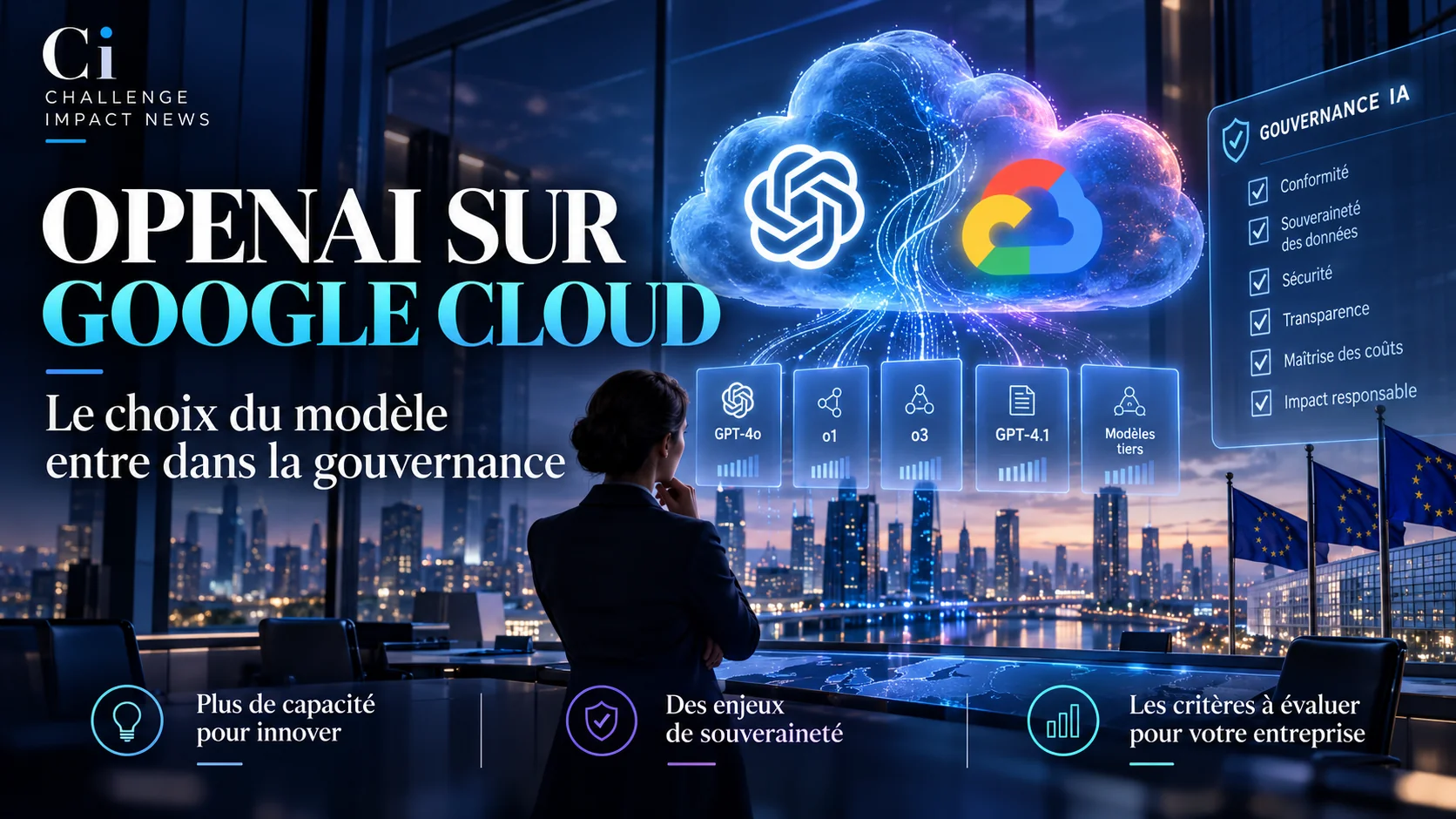 Couverture éditoriale Challenge Impact News : OpenAI sur Google Cloud