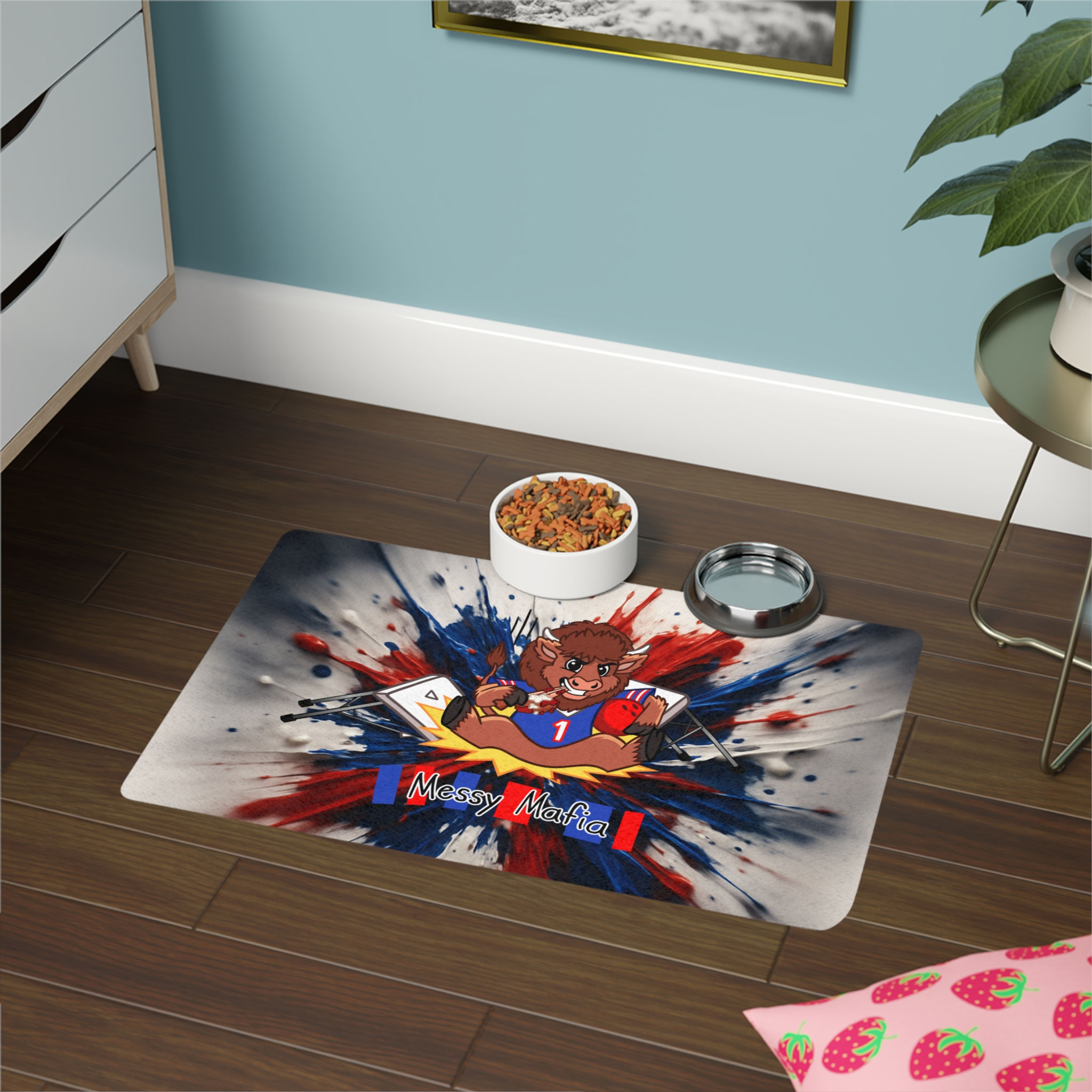 Pet Food Mat, Football/animal lovers, Messy Mafia™ Buffalo Bills Fan Gift