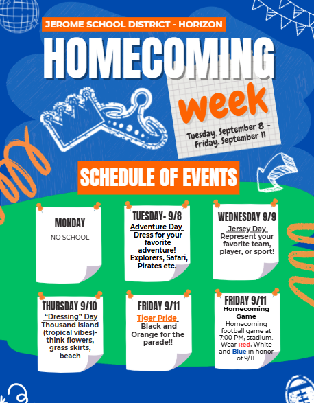 Homecoming Dress Up Days Sept. 8-11