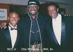 Will E. Miller and Will, Jr. backstage with Otis Williams of The Temptations