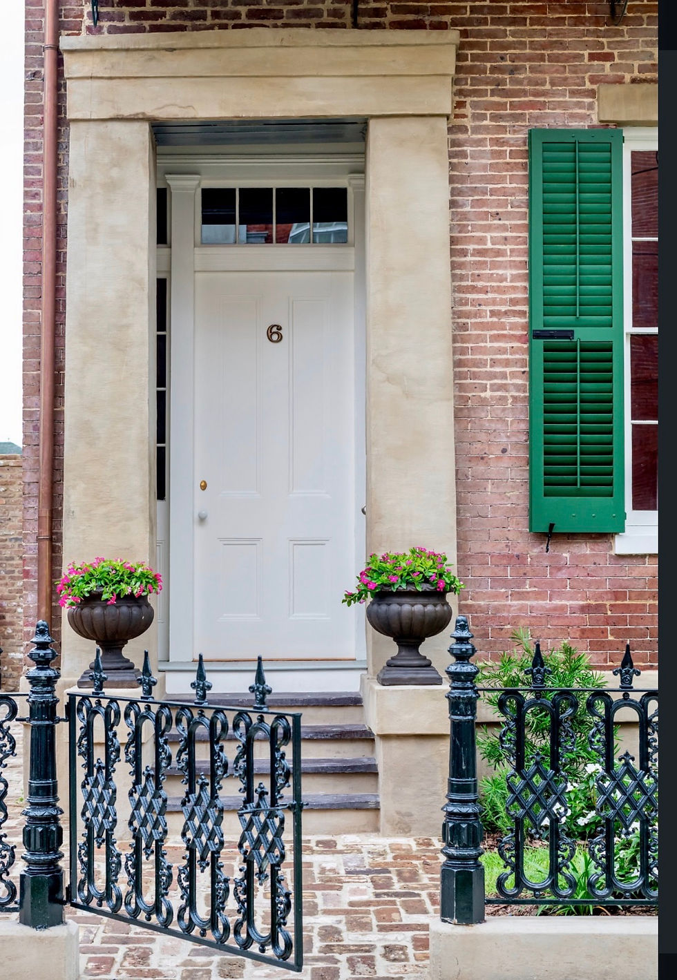 The restored front entrance to Chighizola House in Mobile, Alabama