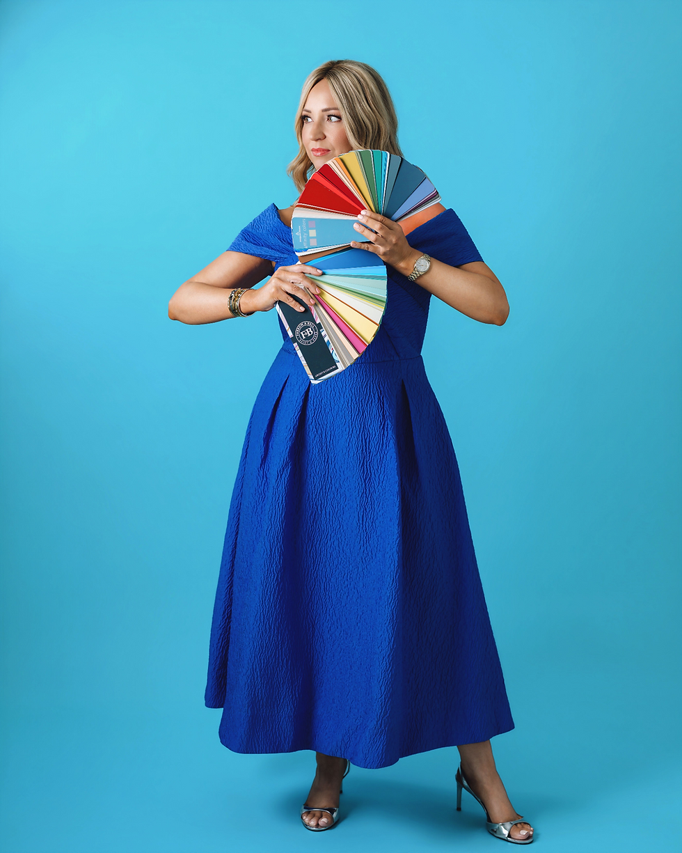 Interior Designer and color expert, Rachel Cannon, in blue