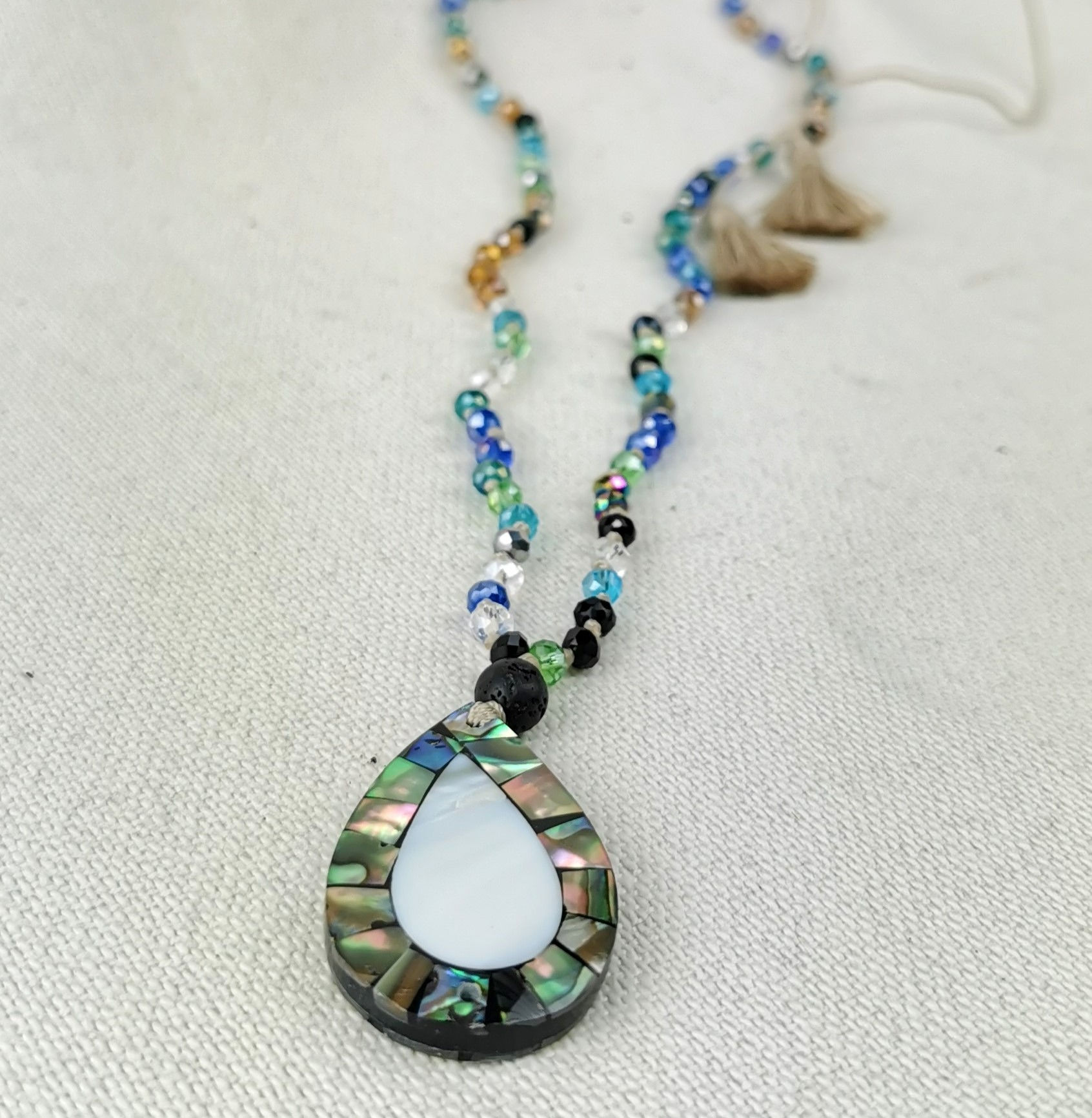 Halskette Kreis mit Glas