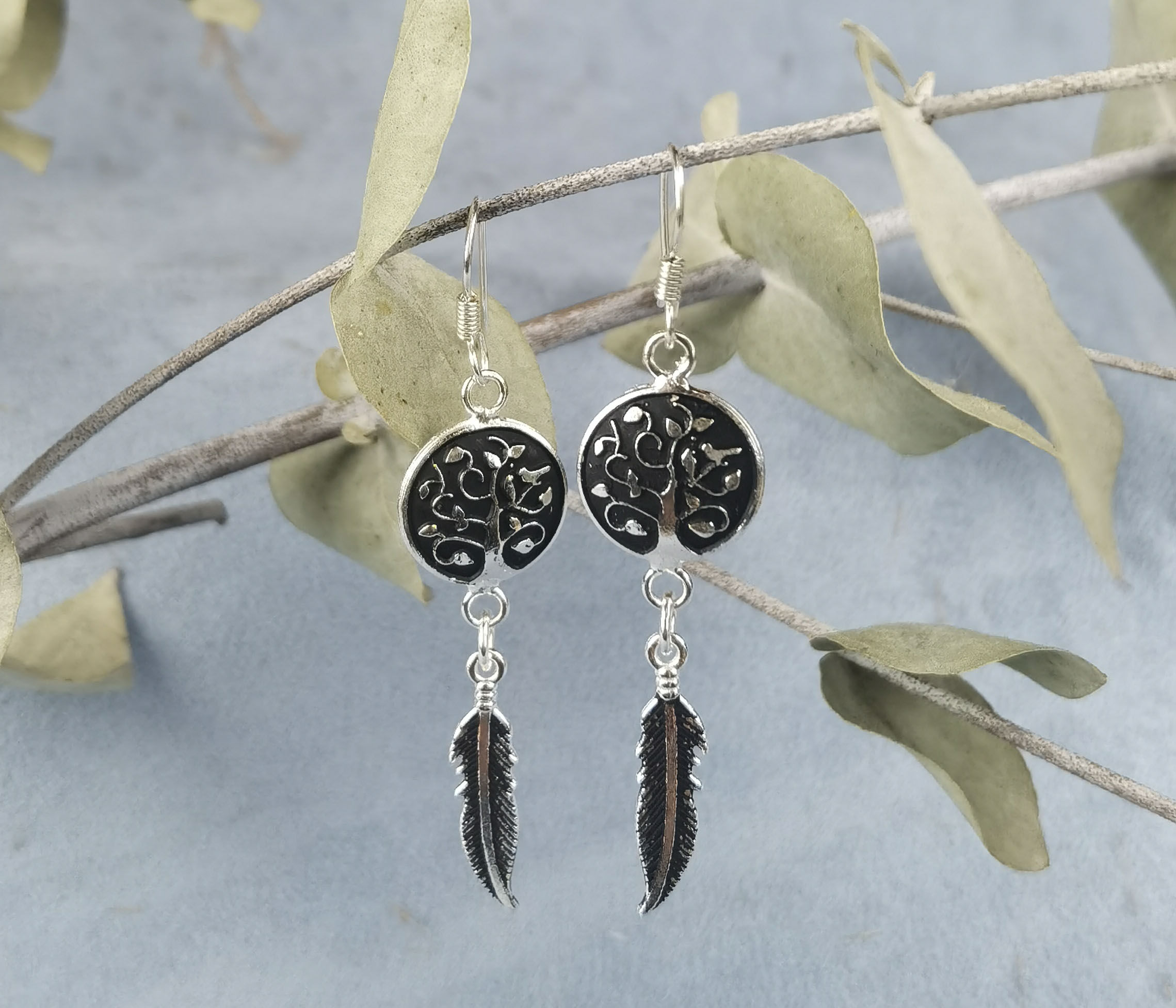 Ohrring Lebensbaum mit Feder