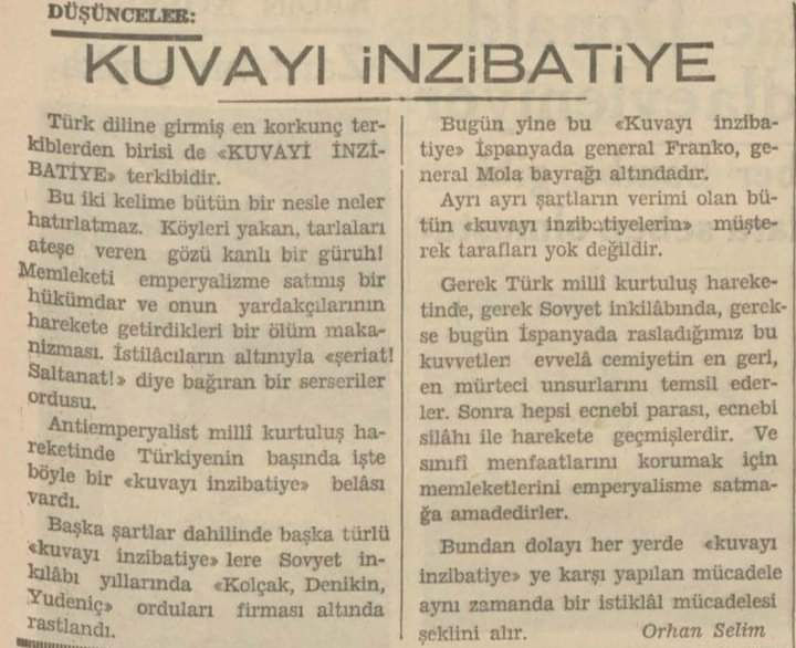 Nâzım Hikmet’in 1936’daki uyarıları; Kuvayı İnzibatiye