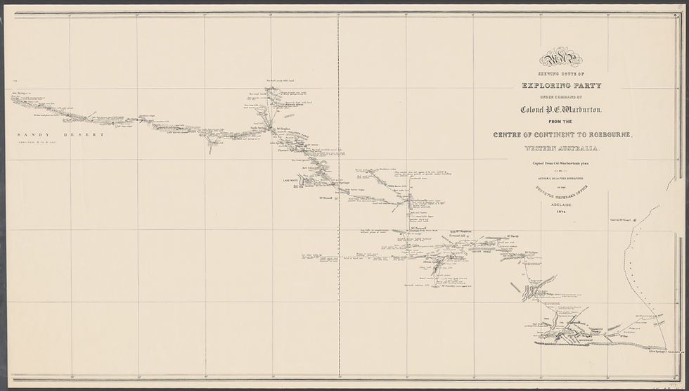 1874 Map shewing route of exploring party under command of Colonel P.E. Warburton