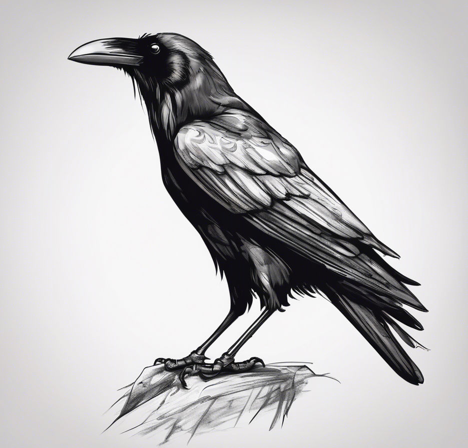 A sketch of a single black raven on a white background.jpg
