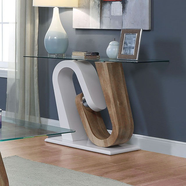 White, Natural Tone Sofa Table
