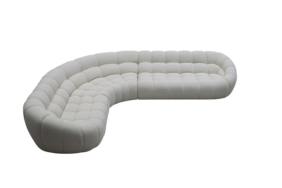Thumbnail: White Fabric Sectional Sofa