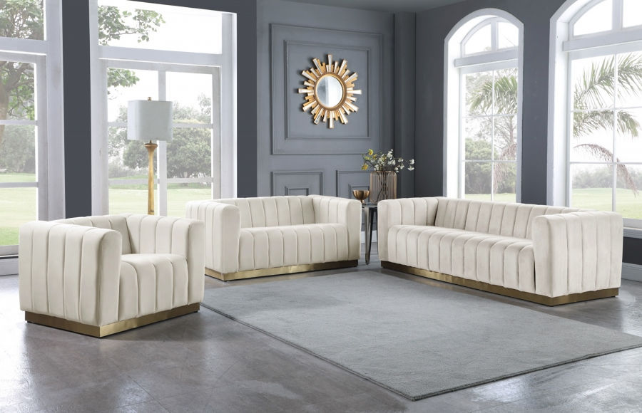 Thumbnail: Cream Velvet Sofa 