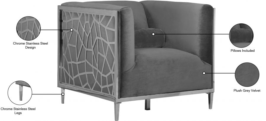 Thumbnail: Grey Velvet Sofa 