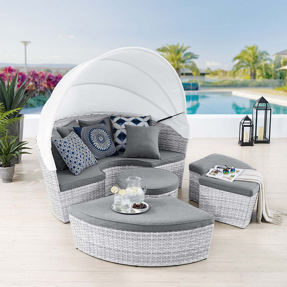 Dark Grey Canopy Sunbrella Outdoor Patio Daybed